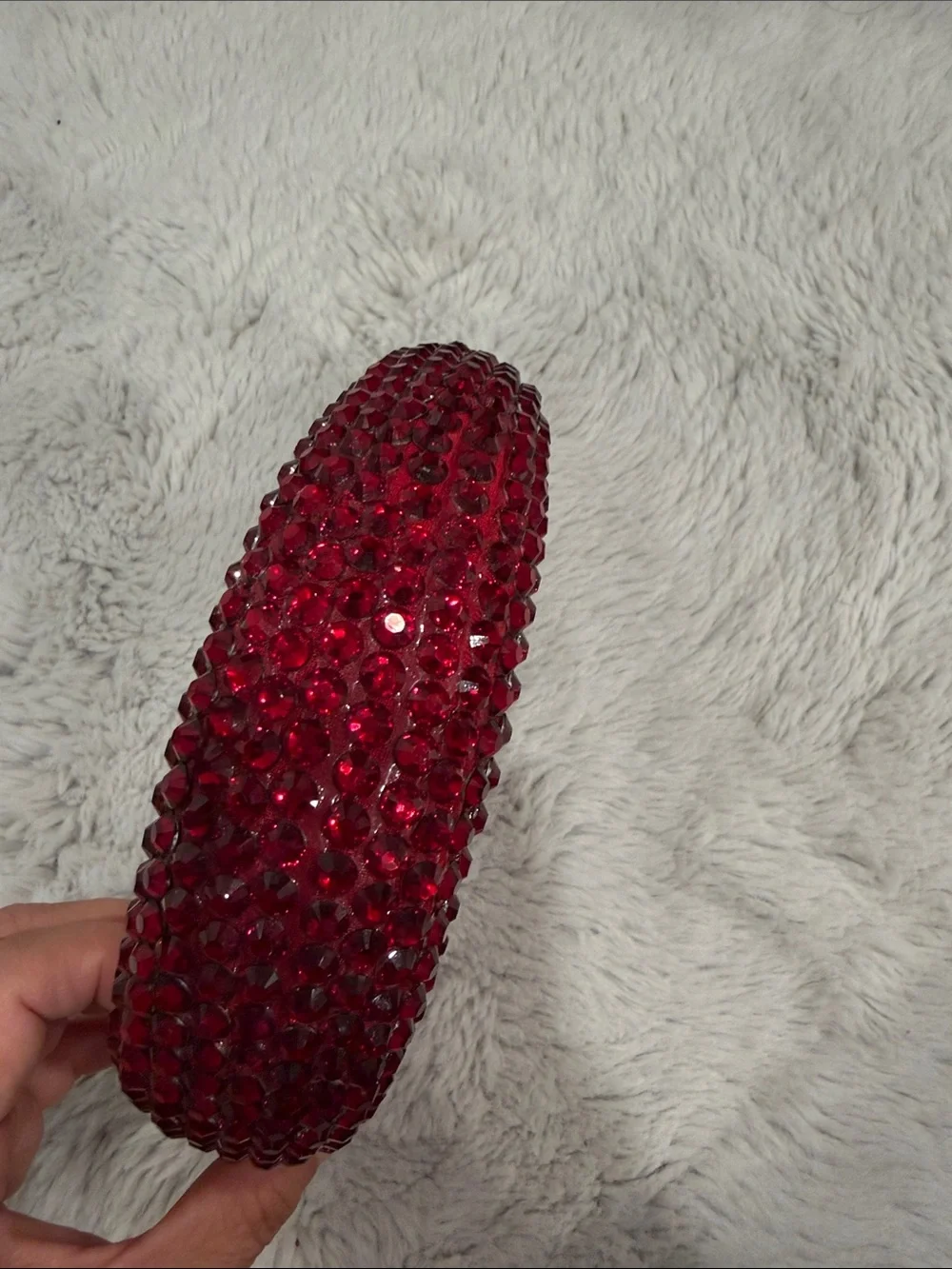 Red Crystal Embellished Padded Headband handmade